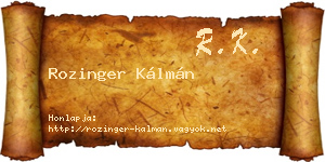 Rozinger Kálmán névjegykártya